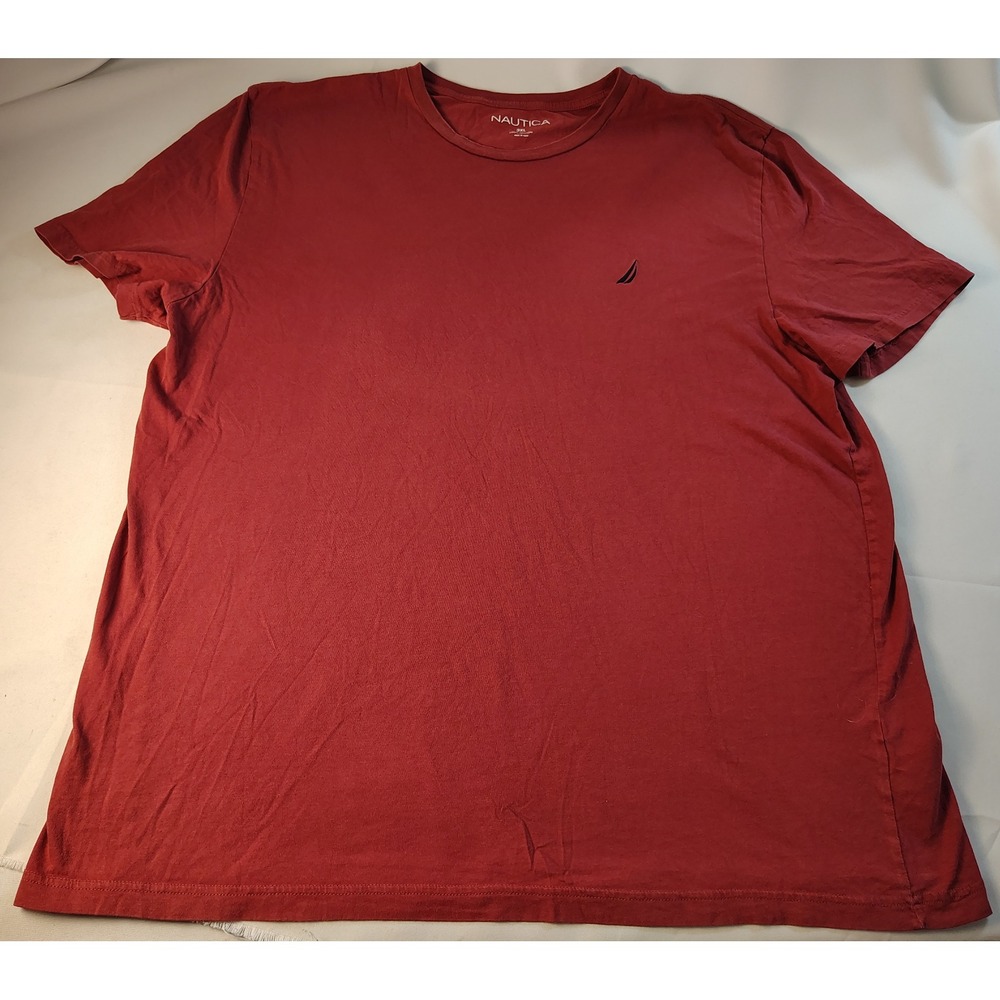 Nautica Mens 3XL Burgundy Red Cotton Short Sleeve Crewneck Logo T-Shirt Classic